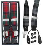 Braces, Tartan Suspenders Dual Clip & Button, Grant Tartan